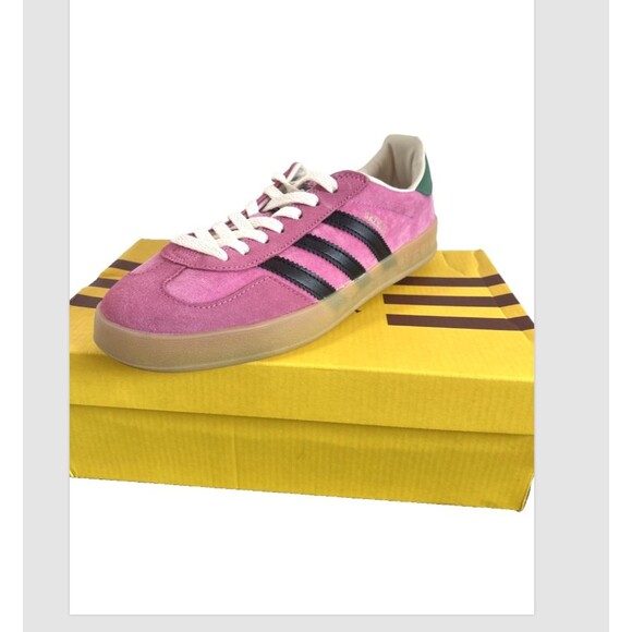 GUCCI x adidas GAZELLE Sneakers Men's Pink Velvet Italy Size US 9 /EU 42 2/3 NEW - Picture 2 of 10
